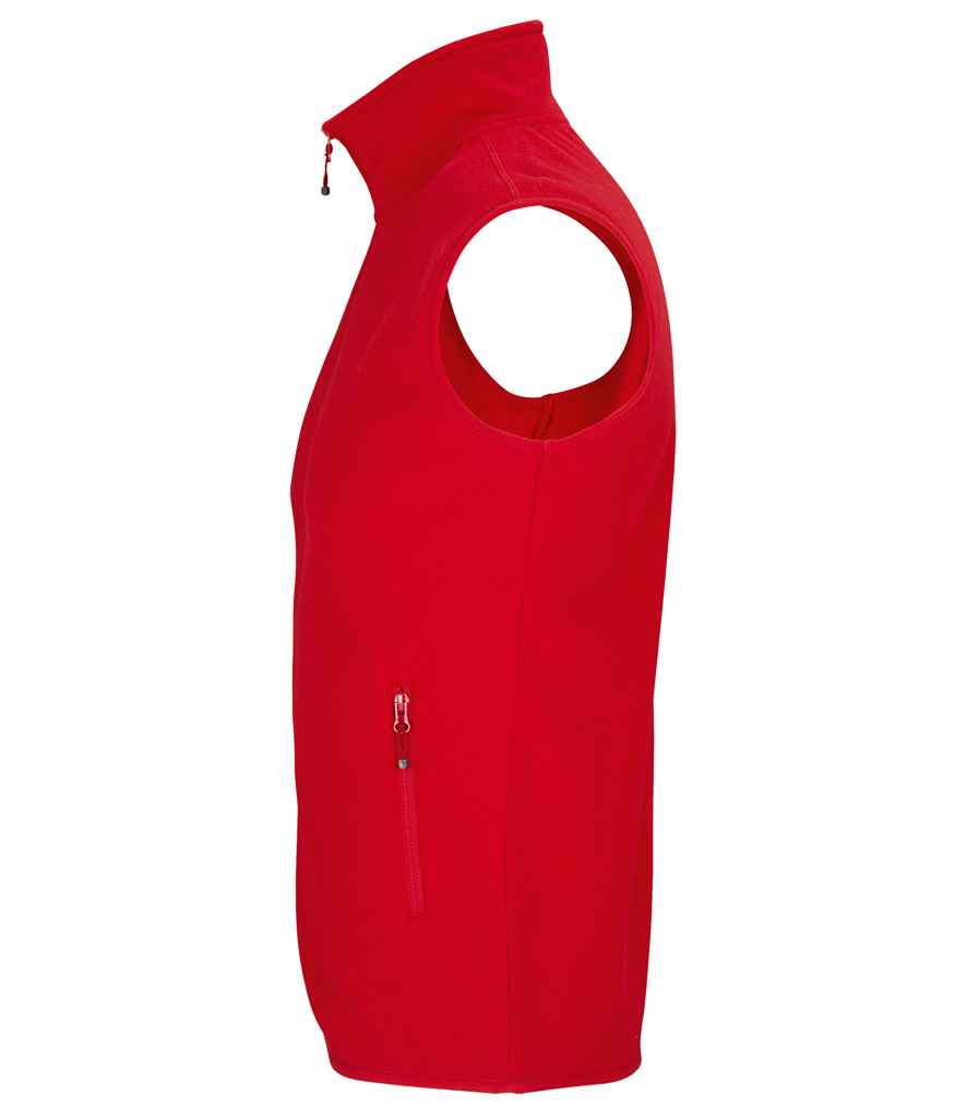 SOL'S Unisex Factor Recycled Micro Fleece Bodywarmer in Red, side view