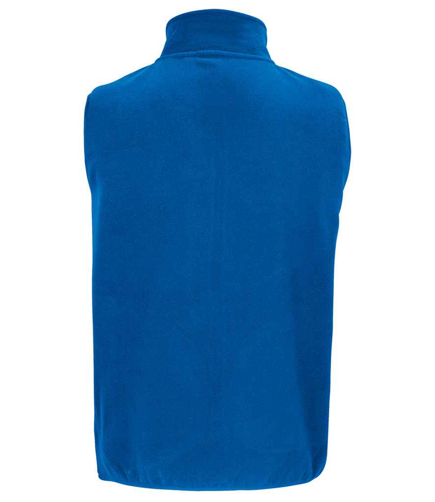 SOL'S Unisex Factor Recycled Micro Fleece Bodywarmer in Royal Blue, back view