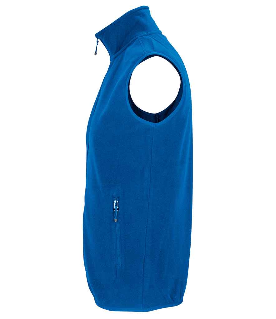 SOL'S Unisex Factor Recycled Micro Fleece Bodywarmer in Royal Blue, side view