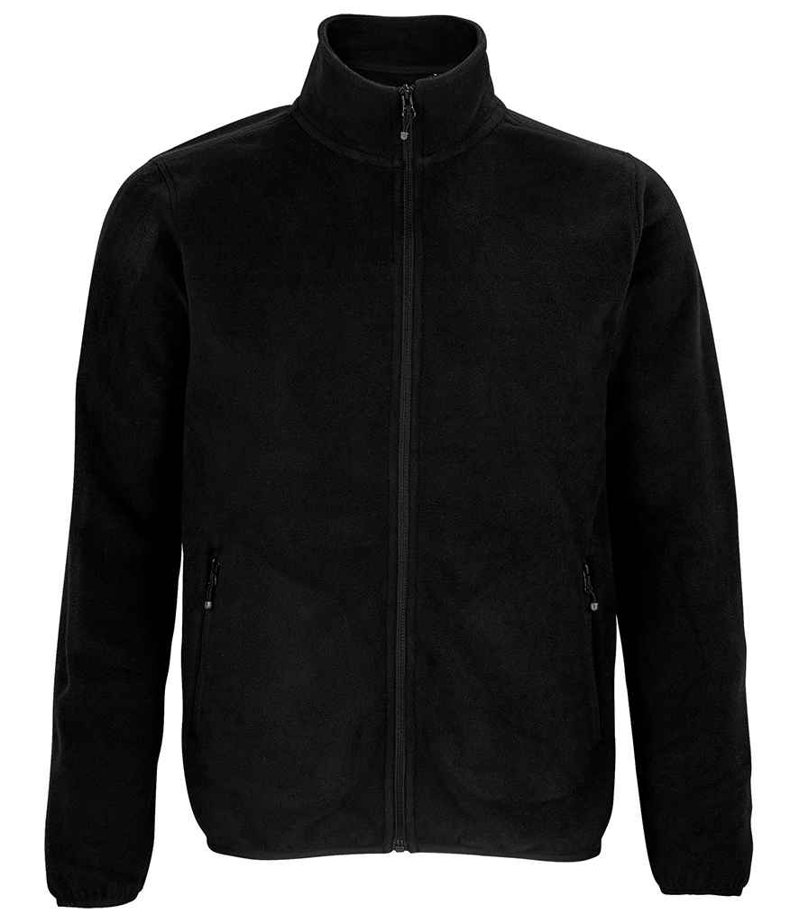 SOL'S Factor Recycled Micro Fleece Jacket in Black, front view