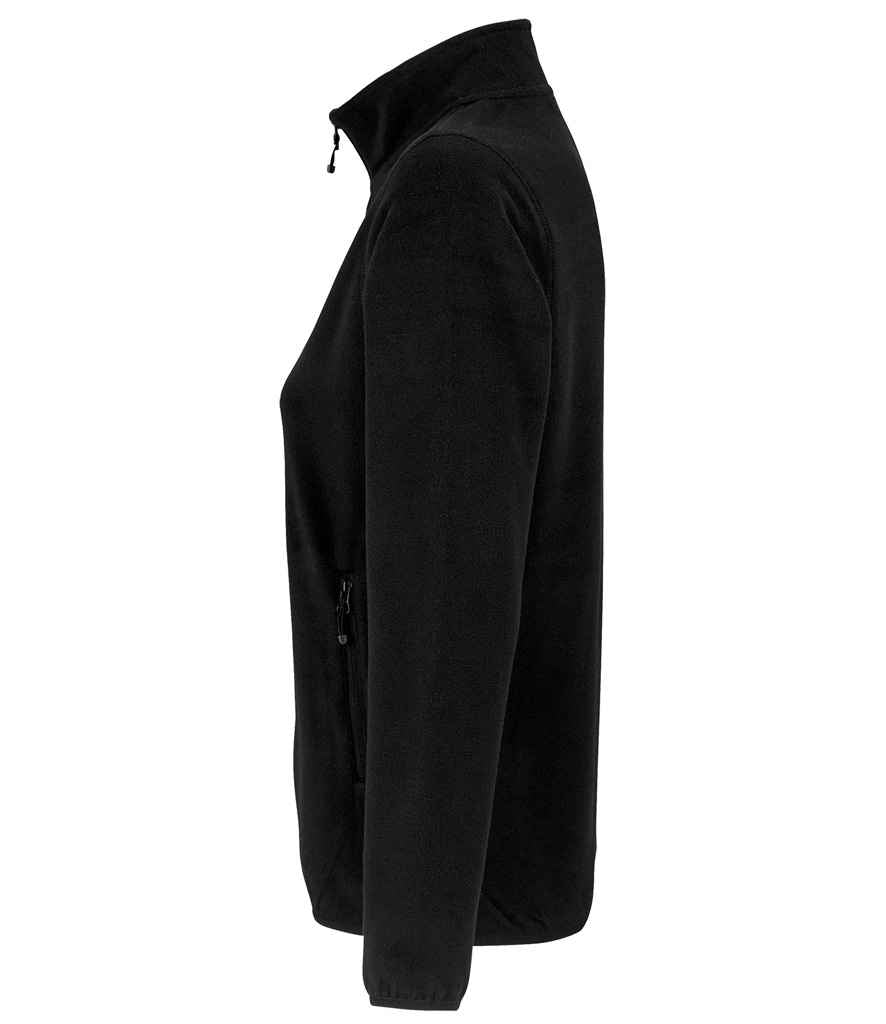 SOL'S Ladies Factor Recycled Micro Fleece Jacket in Black, side view