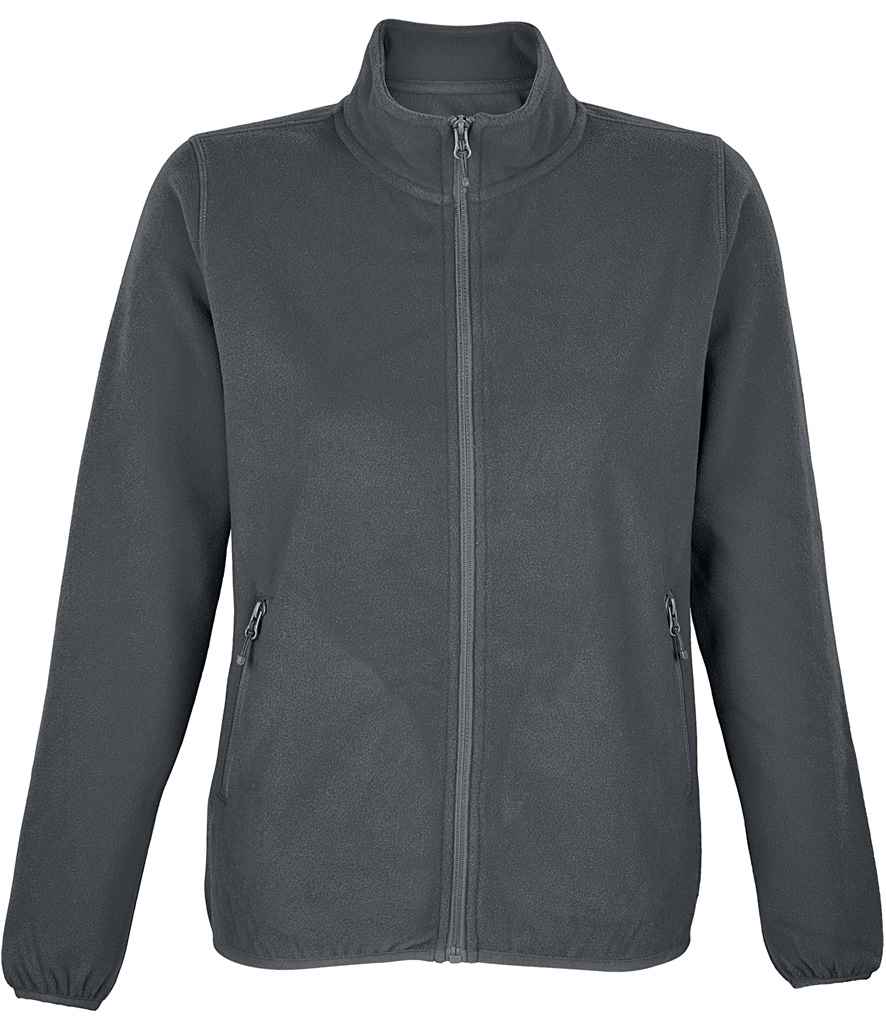 SOL'S Ladies Factor Recycled Micro Fleece Jacket in Charcoal, front view