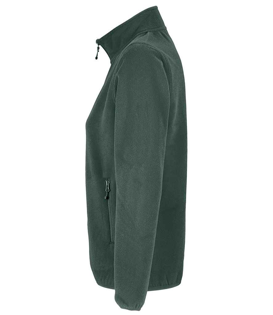 SOL'S Ladies Factor Recycled Micro Fleece Jacket in Forest Green, side view
