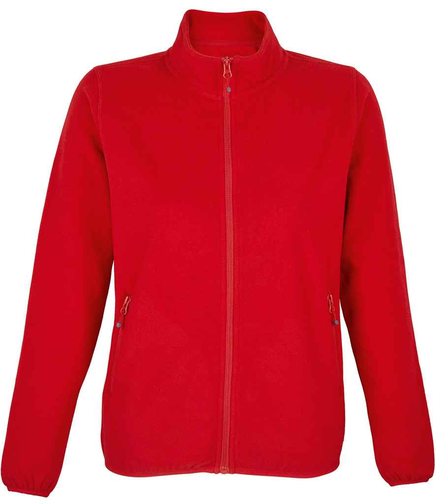 SOL'S Ladies Factor Recycled Micro Fleece Jacket in Red, front view