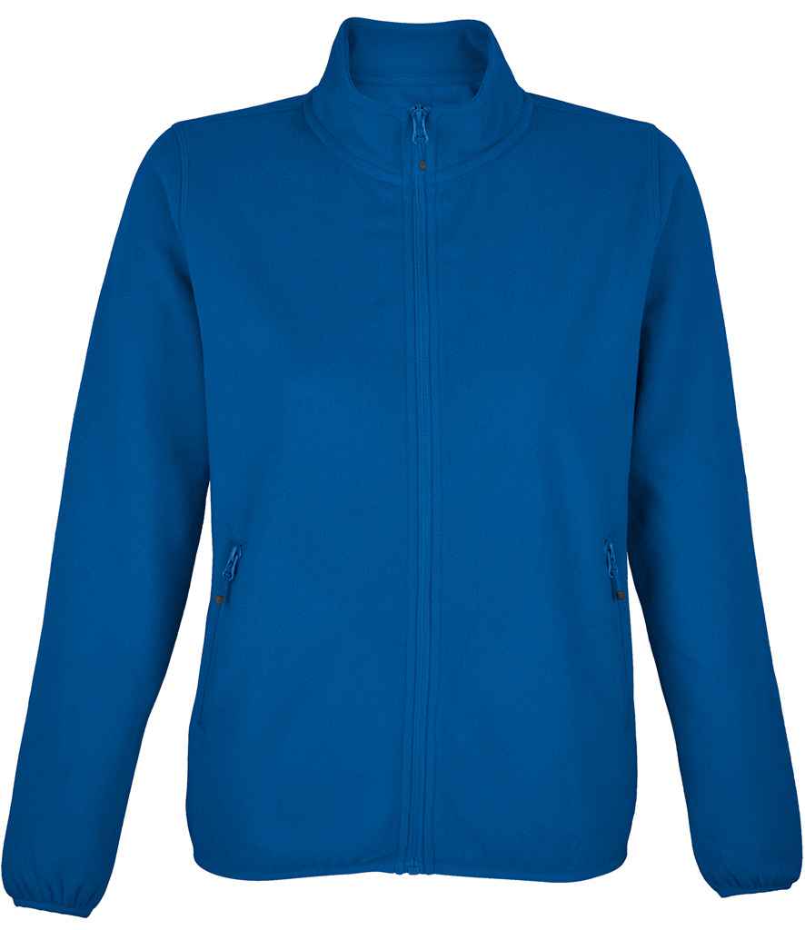 SOL'S Ladies Factor Recycled Micro Fleece Jacket in Royal Blue, front view