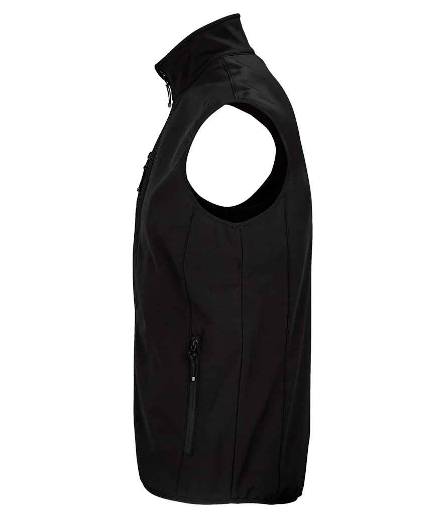 SOL'S Falcon Recycled Soft Shell Bodywarmer in Black, side view