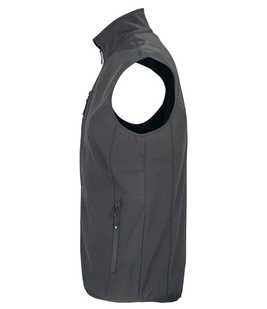 SOL'S Falcon Recycled Soft Shell Bodywarmer in Charcoal, side view