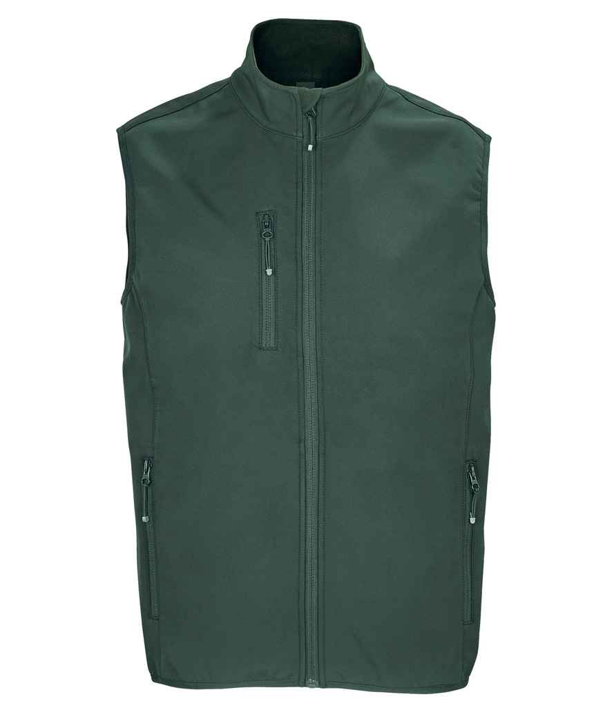 SOL'S Falcon Recycled Soft Shell Bodywarmer in Forest Green, front view