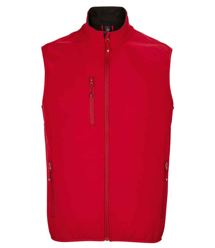 SOL'S Falcon Recycled Soft Shell Bodywarmer in Pepper Red, front view