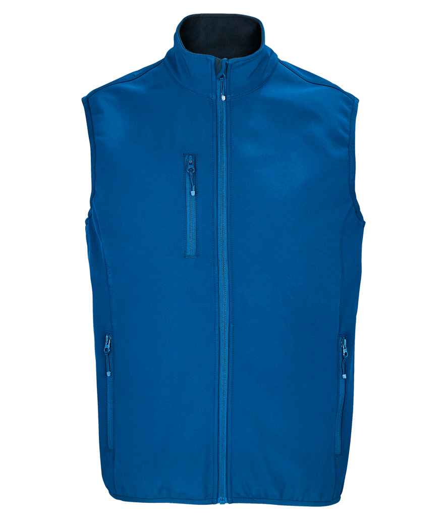 SOL'S Falcon Recycled Soft Shell Bodywarmer in Royal Blue, front view