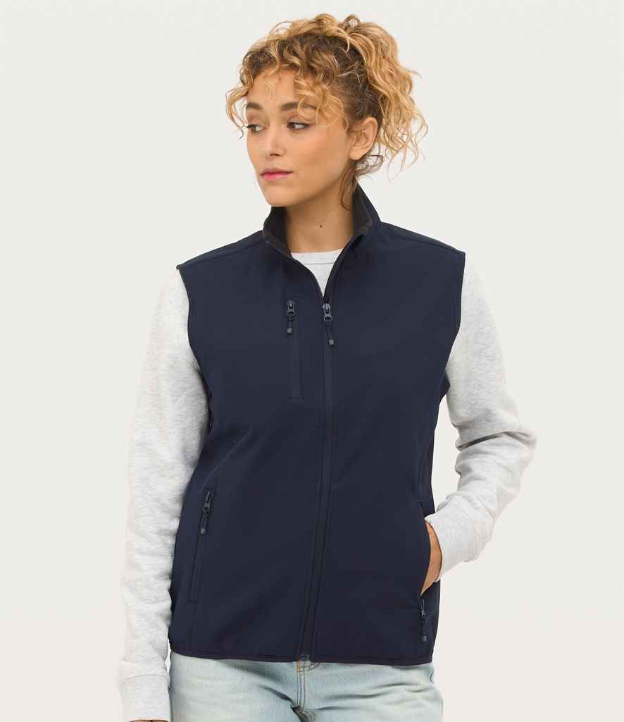 SOL'S Ladies Falcon Recycled Soft Shell Bodywarmer in Abyss Blue