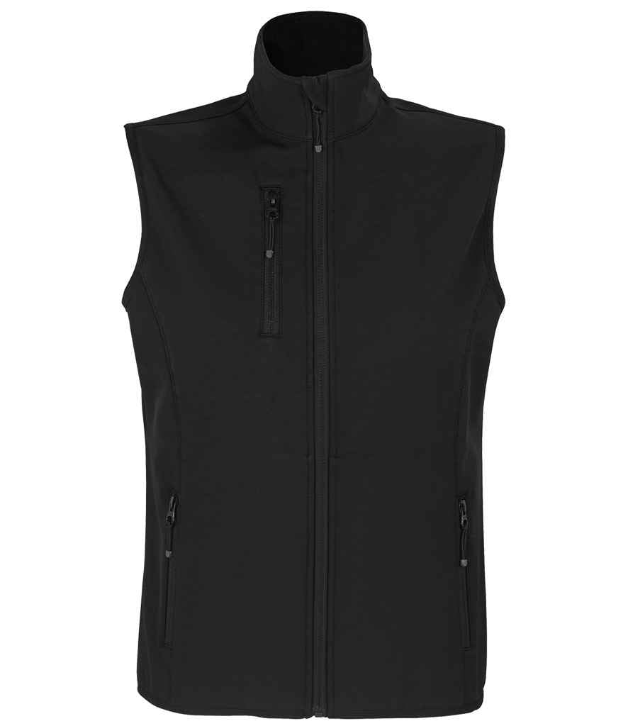 SOL'S Ladies Falcon Recycled Soft Shell Bodywarmer in Black, front view
