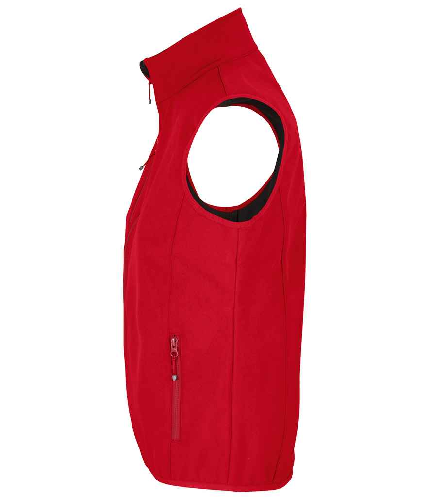 SOL'S Ladies Falcon Recycled Soft Shell Bodywarmer in Pepper Red, side view