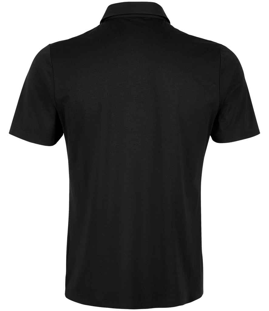 NEOBLU Relax Oscar Jersey Polo Shirt in Deep Black, back view
