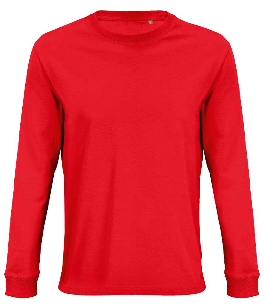 SOL'S Unisex Pioneer Long Sleeve T-Shirt in Bright Red, front view
