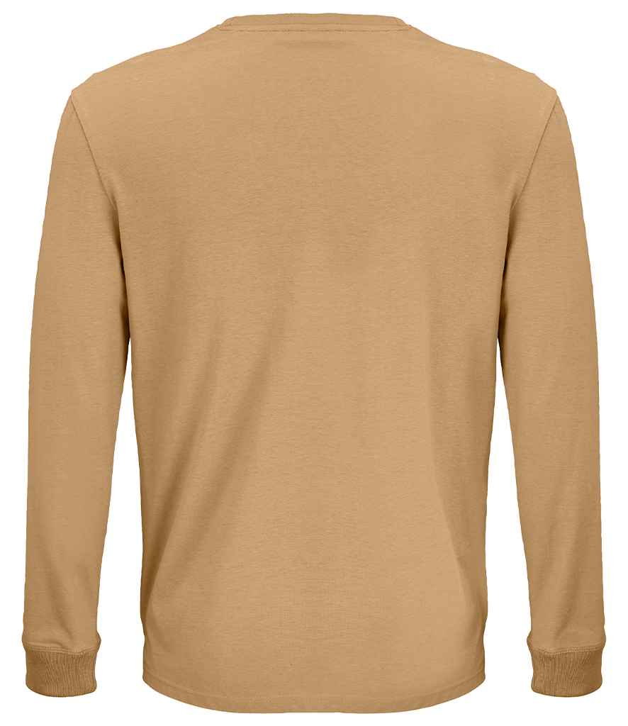 SOL'S Unisex Pioneer Long Sleeve T-Shirt in Dark Beige, back view