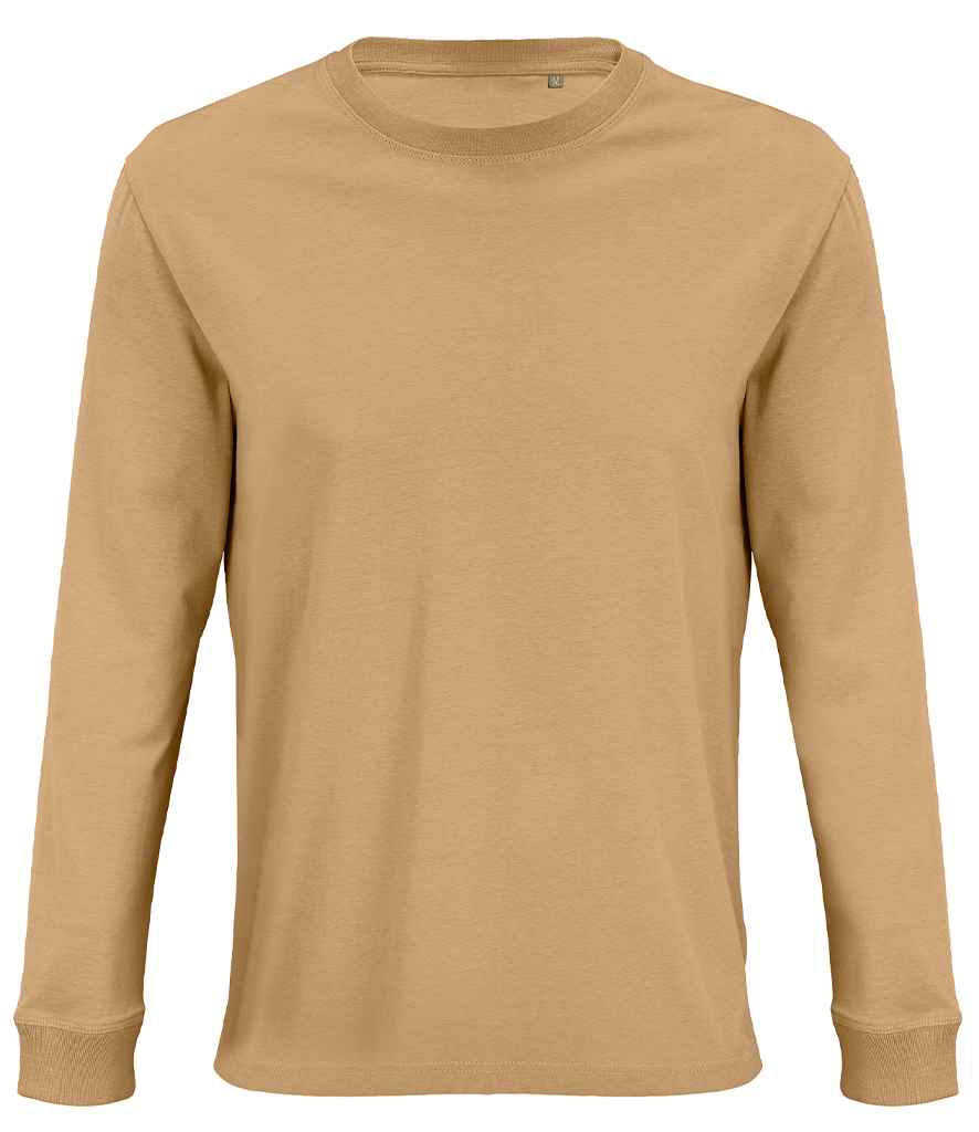SOL'S Unisex Pioneer Long Sleeve T-Shirt in Dark Beige, front view