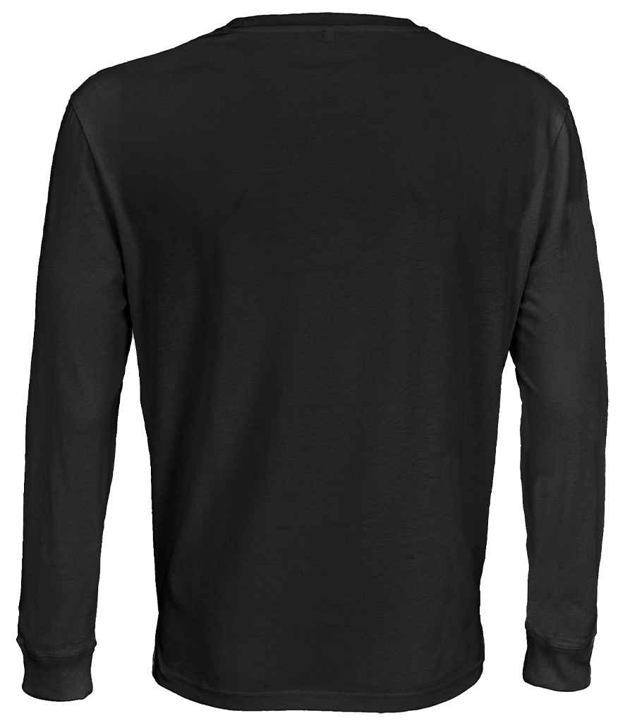 SOL'S Unisex Pioneer Long Sleeve T-Shirt in Deep Black, back view