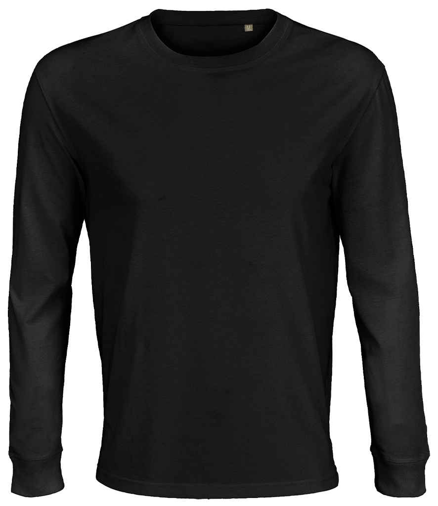 SOL'S Unisex Pioneer Long Sleeve T-Shirt in Deep Black, front view