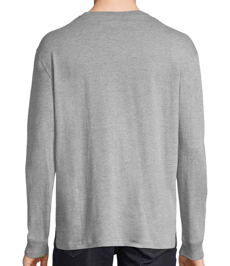 SOL'S Unisex Pioneer Long Sleeve T-Shirt in Grey Marl, back view