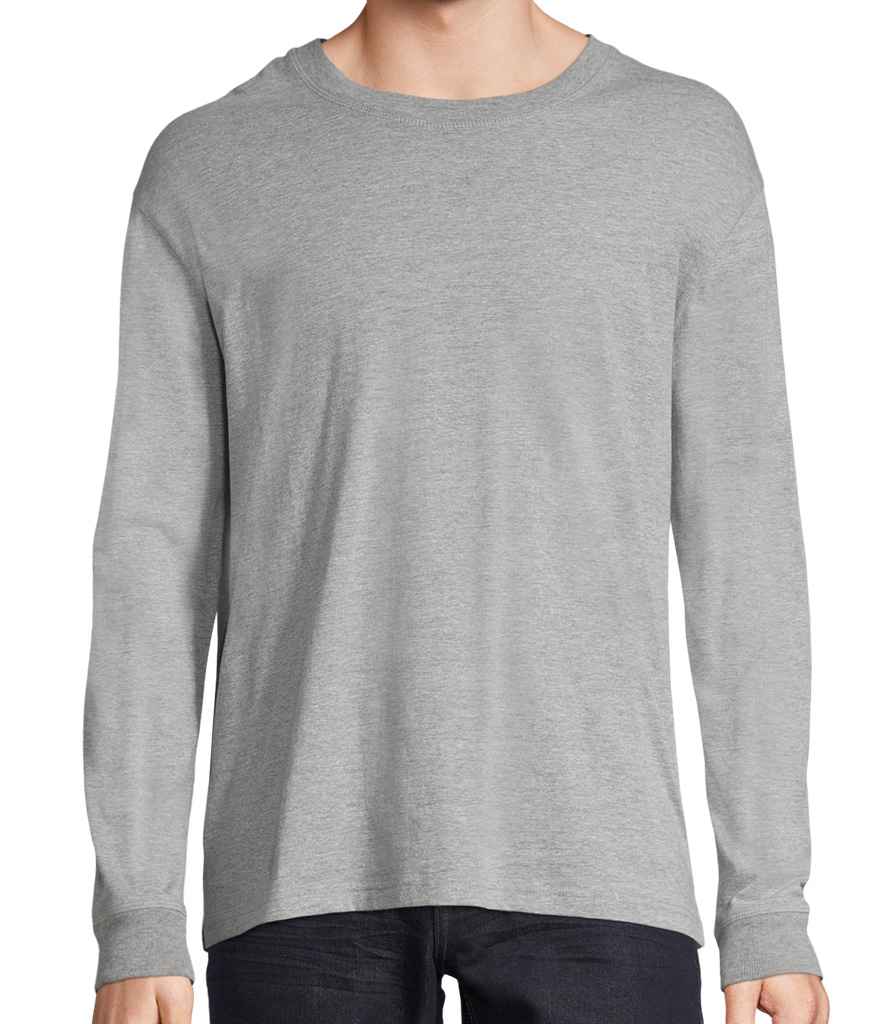 SOL'S Unisex Pioneer Long Sleeve T-Shirt in Grey Marl, front view