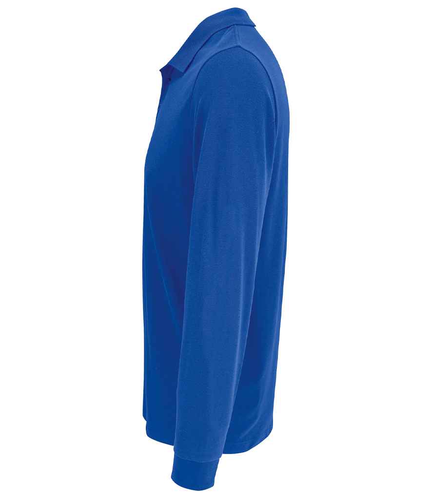SOL'S Unisex Prime Long Sleeve Piqué Polo Shirt in Royal Blue, side view