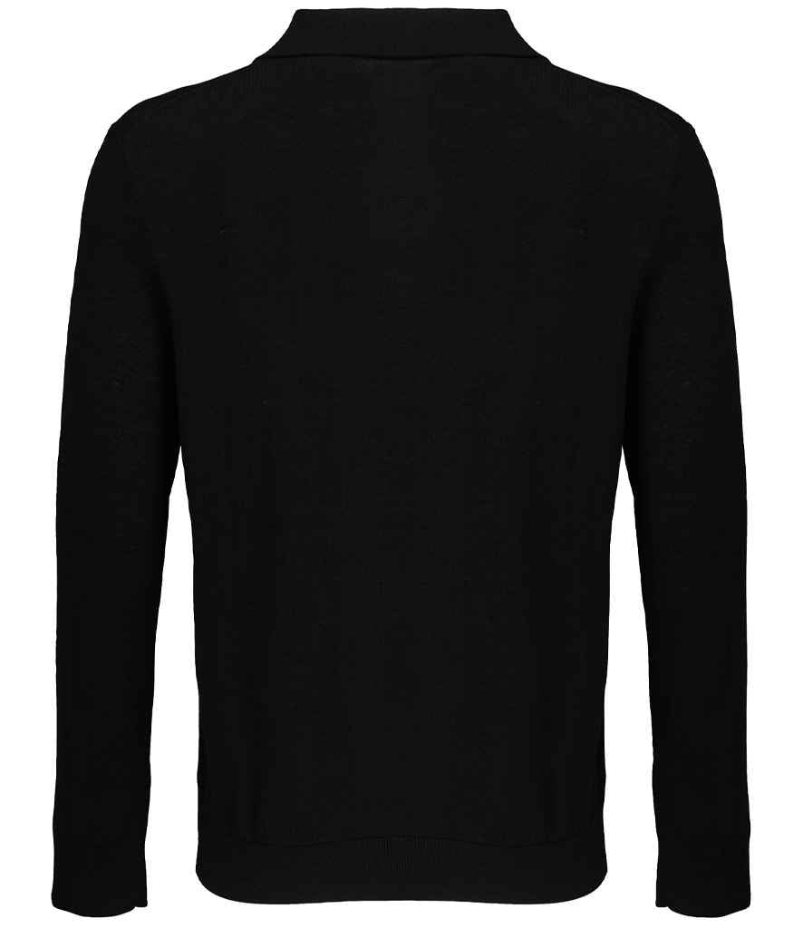 NEOBLU Stefan Polo Collar Sweater in Deep Black, back view