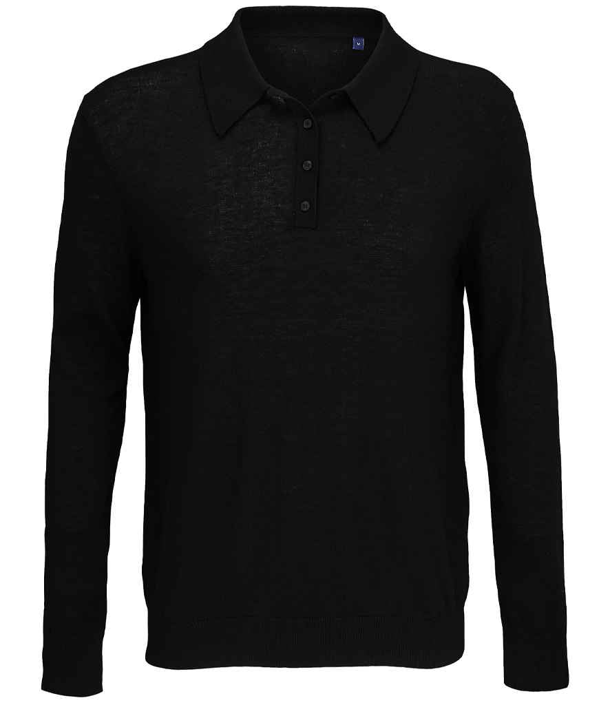 NEOBLU Stefan Polo Collar Sweater in Deep Black, front view
