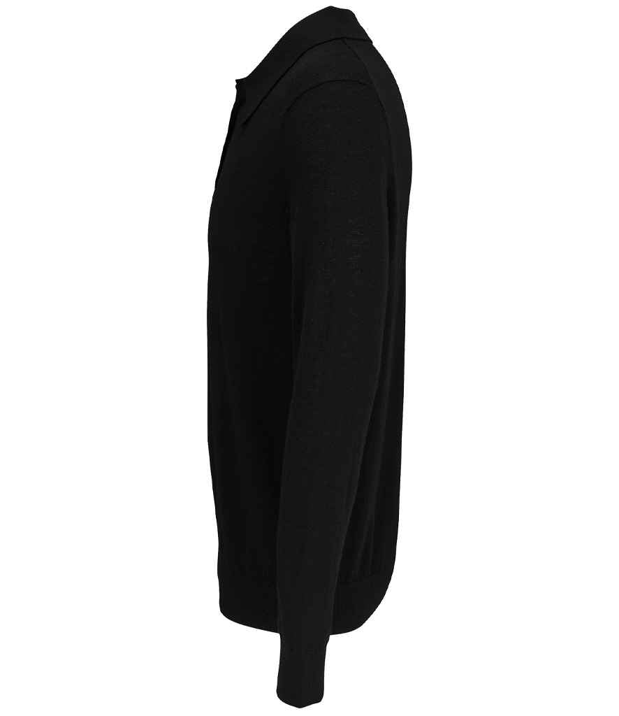 NEOBLU Stefan Polo Collar Sweater in Deep Black, side view