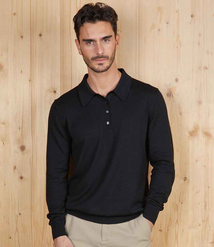 NEOBLU Stefan Polo Collar Sweater in Deep Black