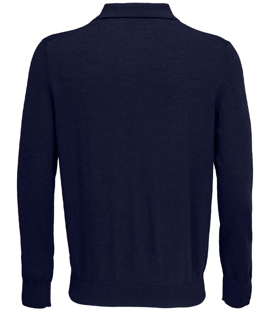 NEOBLU Stefan Polo Collar Sweater in Night Blue, back view