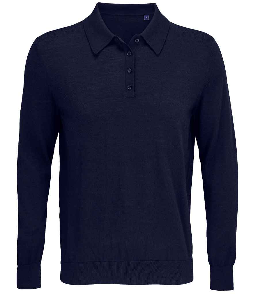 NEOBLU Stefan Polo Collar Sweater in Night Blue, front view