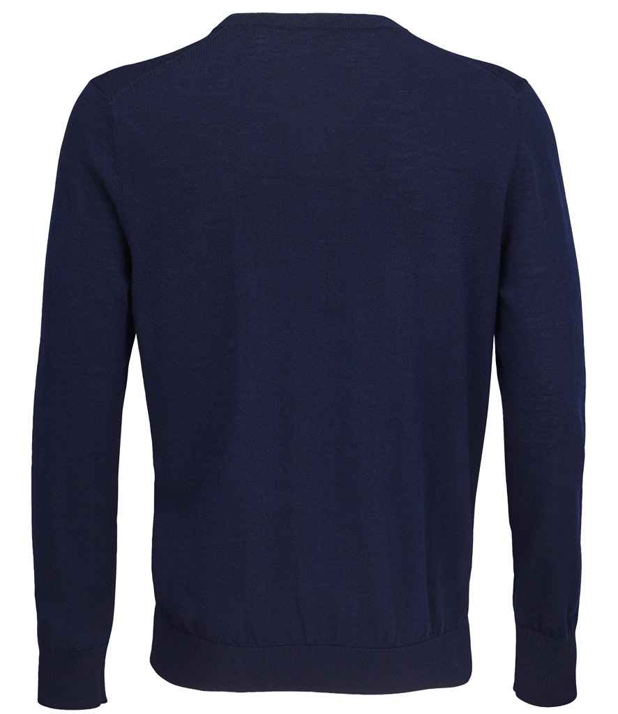 NEOBLU Sullivan V Neck Sweater in Night Blue, back view
