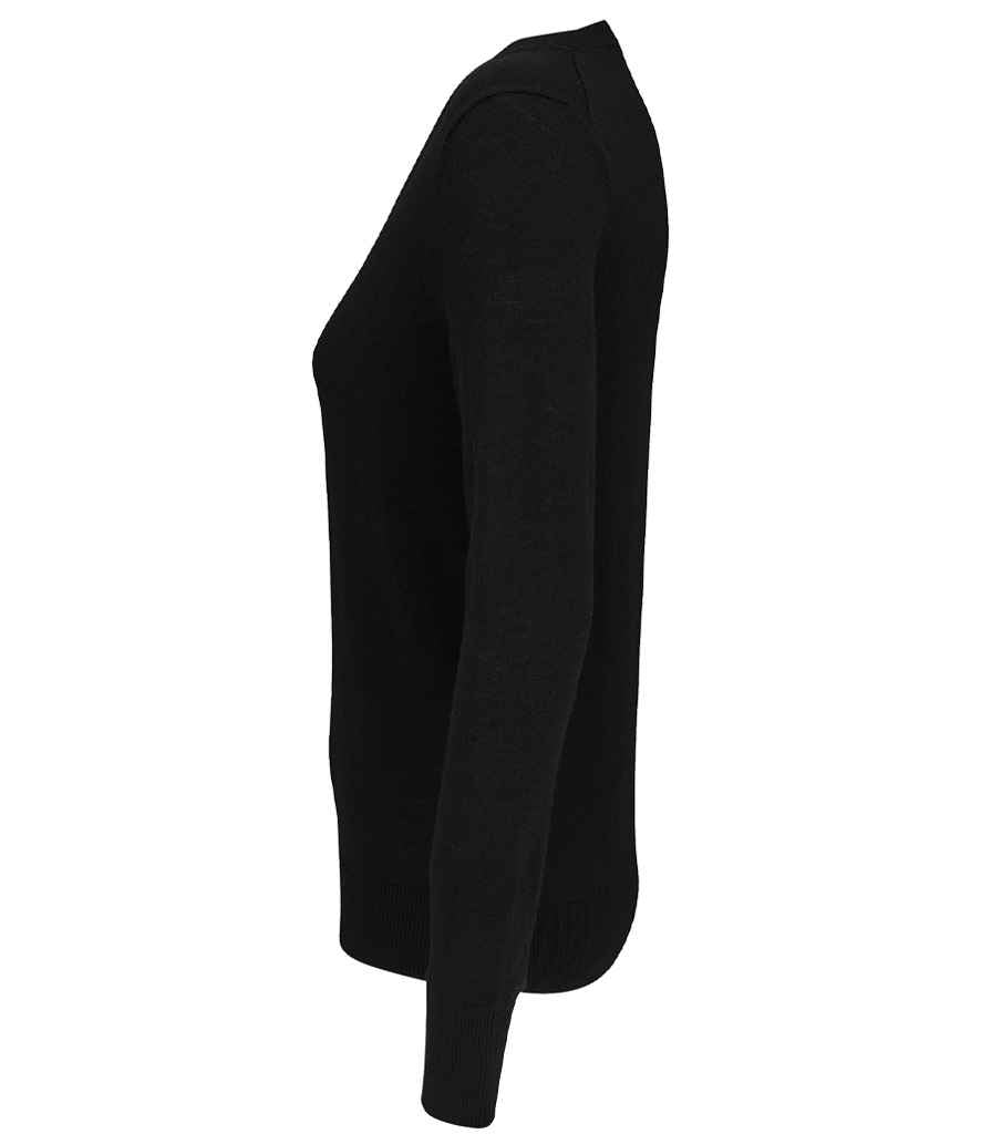 NEOBLU Ladies Sullivan V Neck Sweater in Deep Black, side view