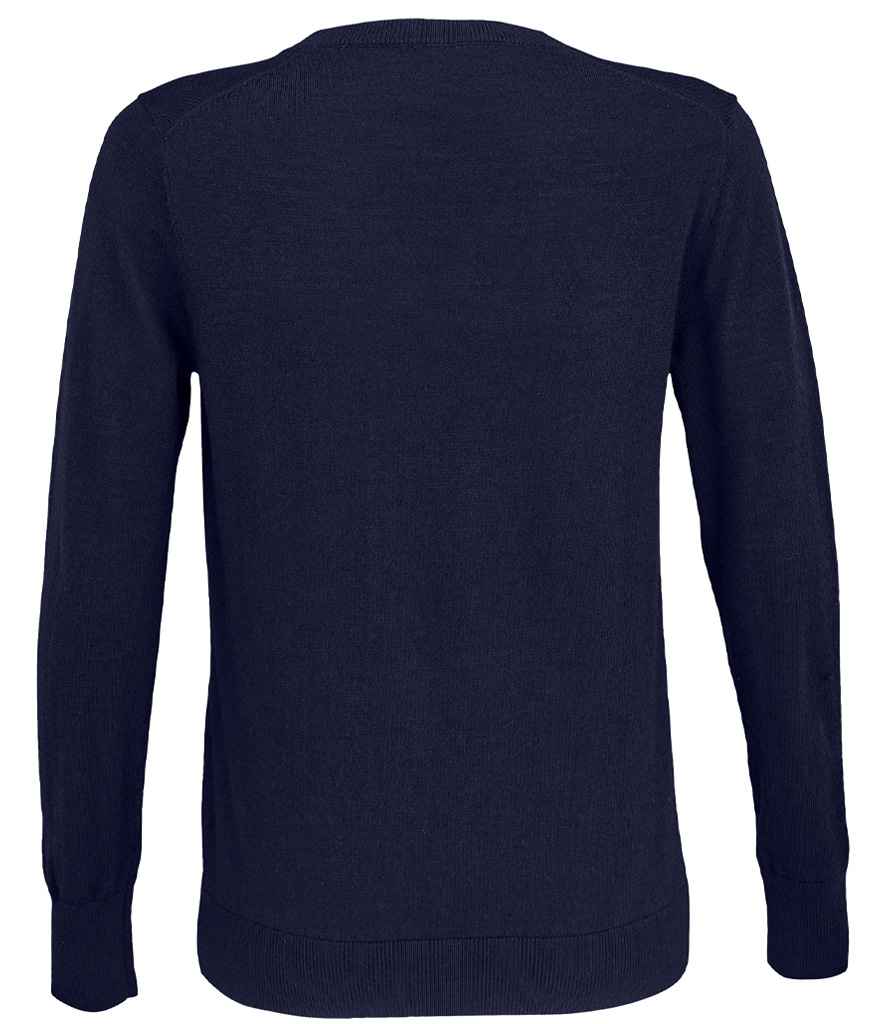 NEOBLU Ladies Sullivan V Neck Sweater in Night Blue, back view