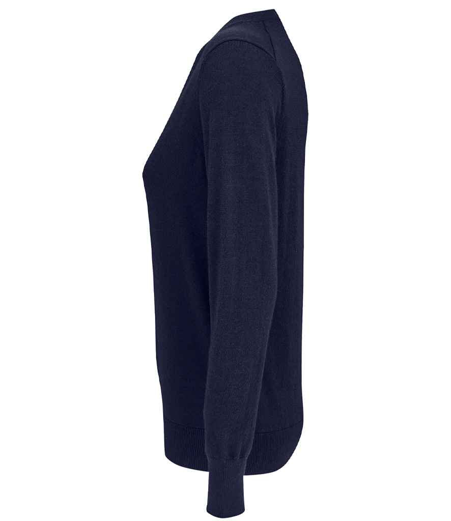 NEOBLU Ladies Sullivan V Neck Sweater in Night Blue, side view