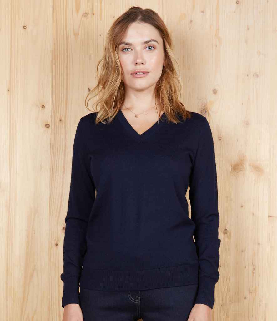 NEOBLU Ladies Sullivan V Neck Sweater in Night Blue