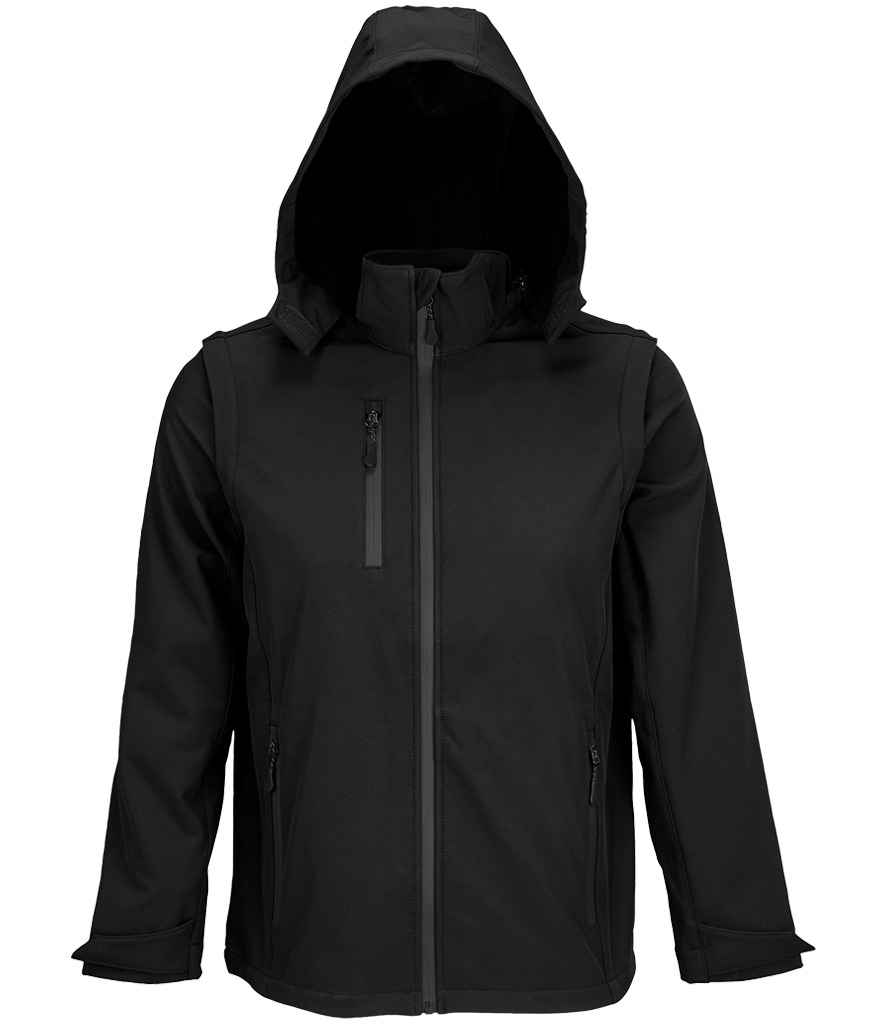 SOL'S Unisex Falcon 3-in-1 Soft Shell Jacket in Black, front view
