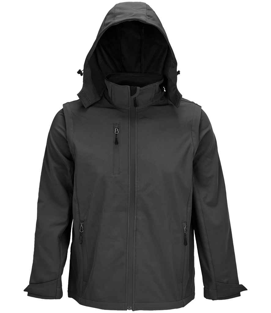 SOL'S Unisex Falcon 3-in-1 Soft Shell Jacket in Charcoal, front view