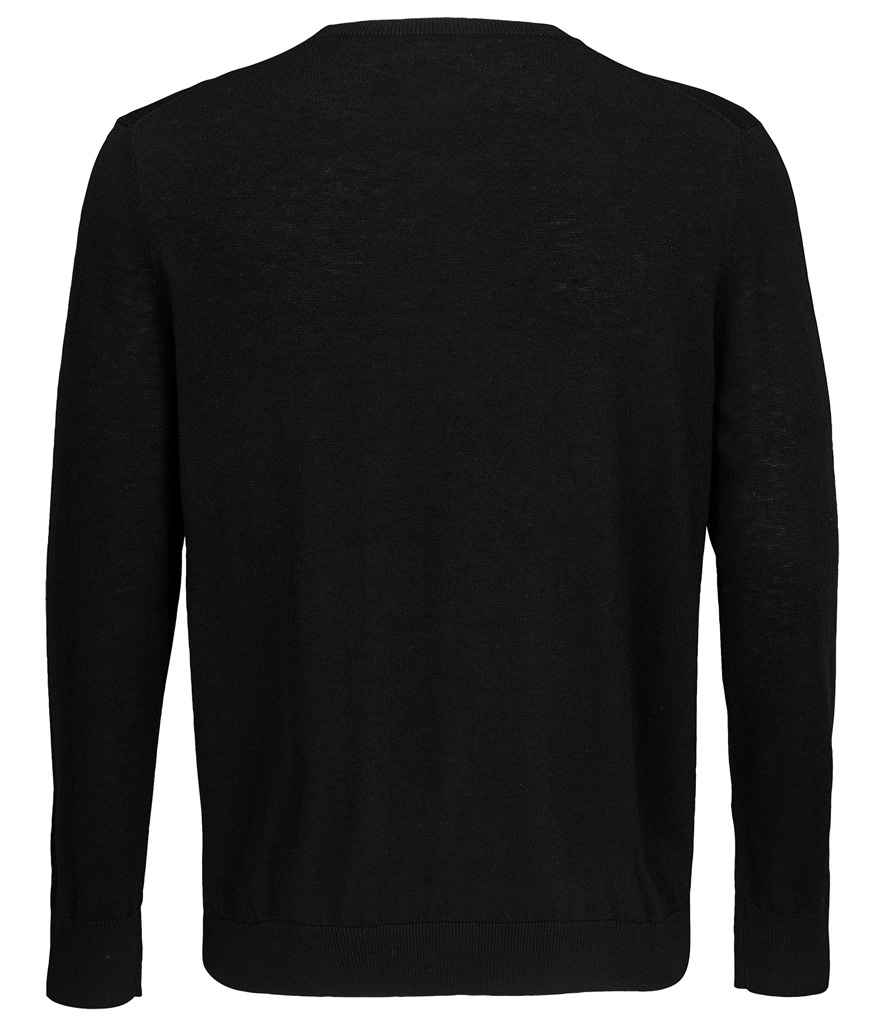 NEOBLU Stuart Round Neck Sweater in Deep Black, back view