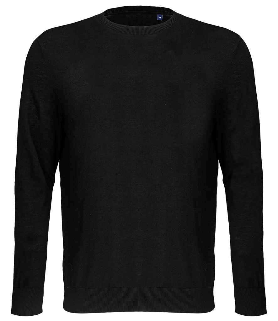 NEOBLU Stuart Round Neck Sweater in Deep Black, front view