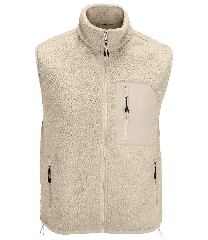 SOL'S Unisex Fury Sherpa Bodywarmer in Shear Beige/Beige, front view