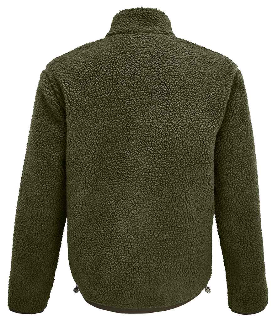 SOL'S Unisex Fury Sherpa Jacket in Army/Dark Army, back view