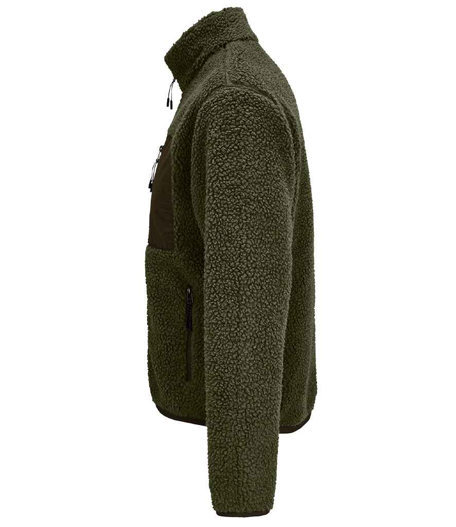 SOL'S Unisex Fury Sherpa Jacket in Army/Dark Army, side view