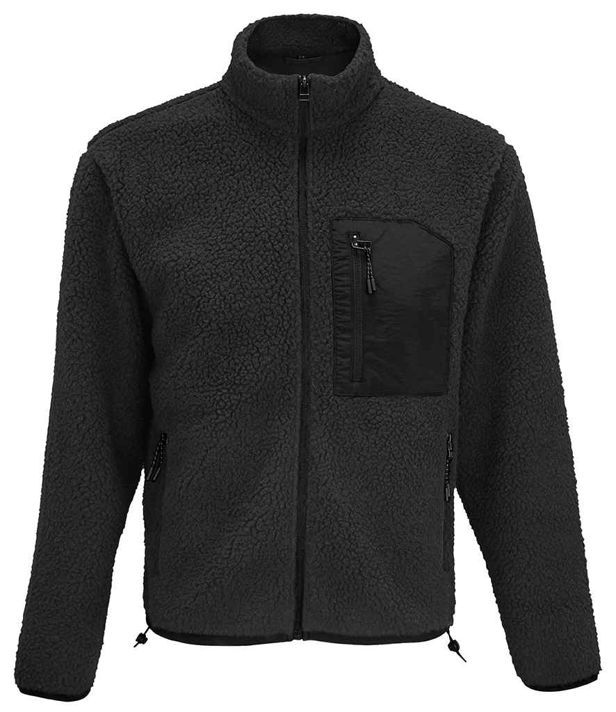 SOL'S Unisex Fury Sherpa Jacket in Carbon Grey/Black, front view