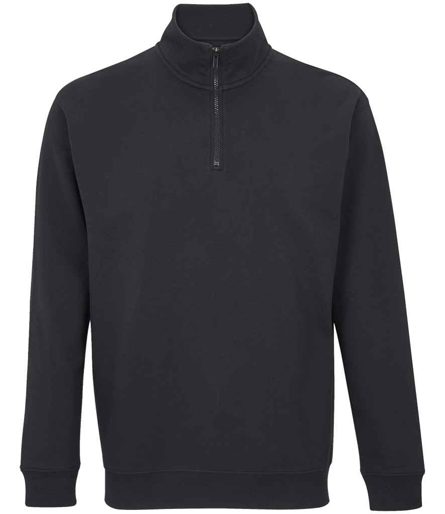SOL'S Unisex Conrad 1/4 Zip Sweatshirt in Black, front view