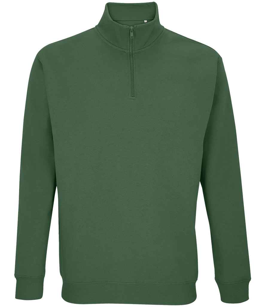SOL'S Unisex Conrad 1/4 Zip Sweatshirt in Bottle Green, front view