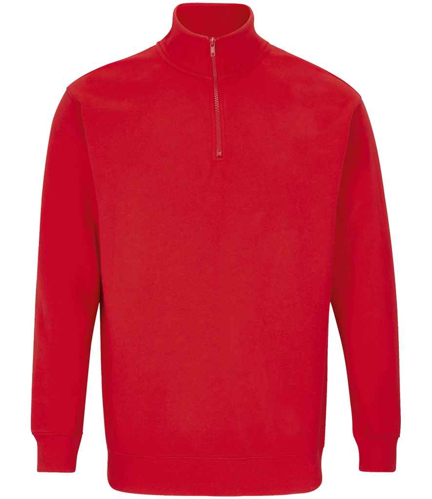 SOL'S Unisex Conrad 1/4 Zip Sweatshirt in Bright Red, front view