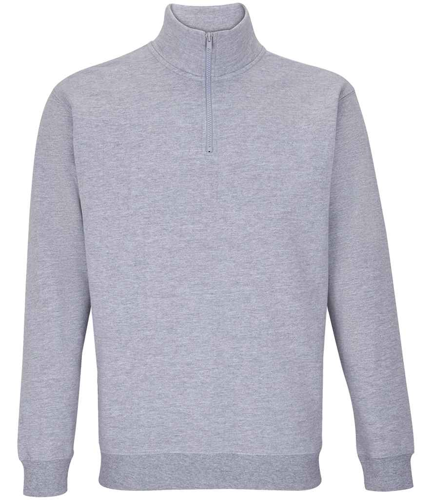 SOL'S Unisex Conrad 1/4 Zip Sweatshirt in Grey Marl, front view