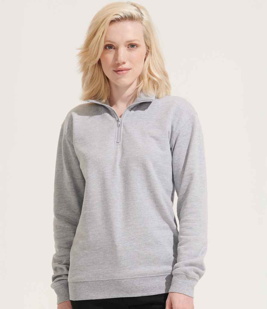 SOL'S Unisex Conrad 1/4 Zip Sweatshirt in Grey Marl
